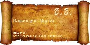 Bamberger Becse névjegykártya